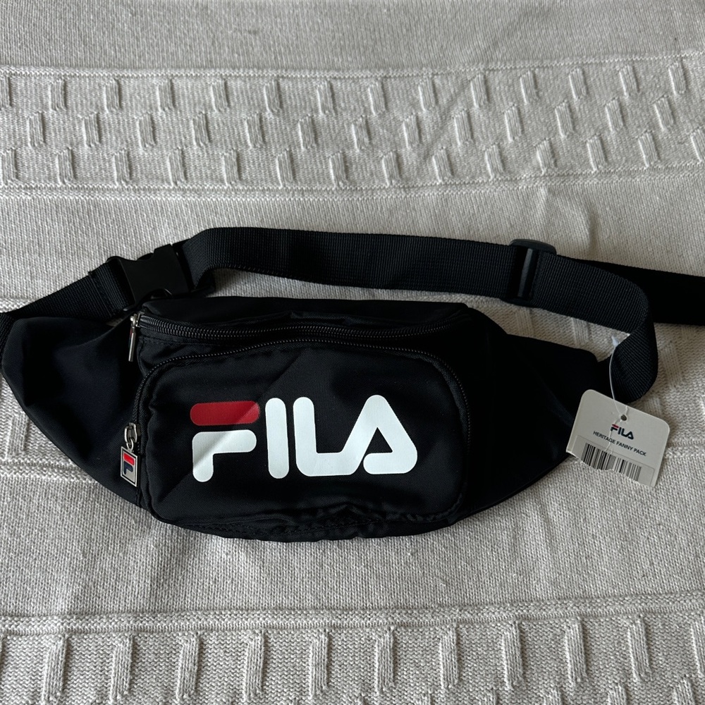 Fila Black, White & Red Logo Waist Heritage Fanny Pack